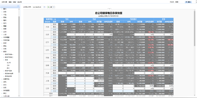 中荷人寿数据分析平台建设每日承保快照